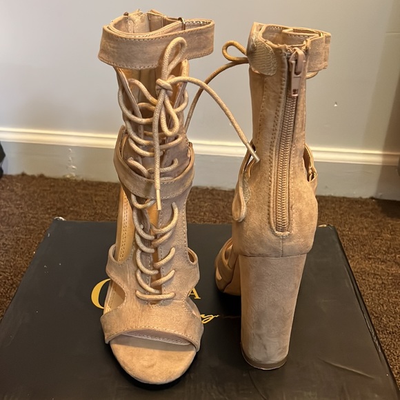 Beige Suede Heels - Picture 4 of 4